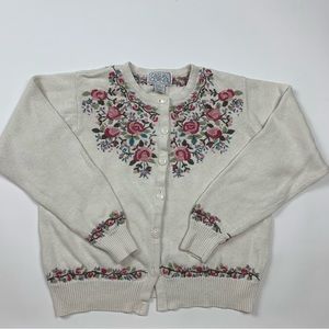 Vintage 90s Retro Casual Corner Button Down Floral Cardigan Sweater